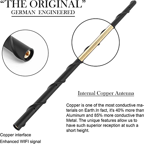 Image of BASIKER 16 Inch Antenna for Jeep Wrangler Rubicon Sahara Unlimited 4xe 2007-2025 2026, Jeep Wrangler Accessories, Spiral Rubber Jeep Antenna Replacement Designed for Car Radio Reception
