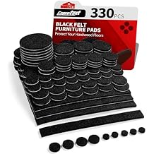 Ezprotekt Felt Furniture Pads, 330 Pcs Furniture Pads for Hardwoods Floors, Felt Pads for Chair Legs, Felt Pads for Furniture, Floor Protectors for Hardwood Floors - for Chair Desk Table Black