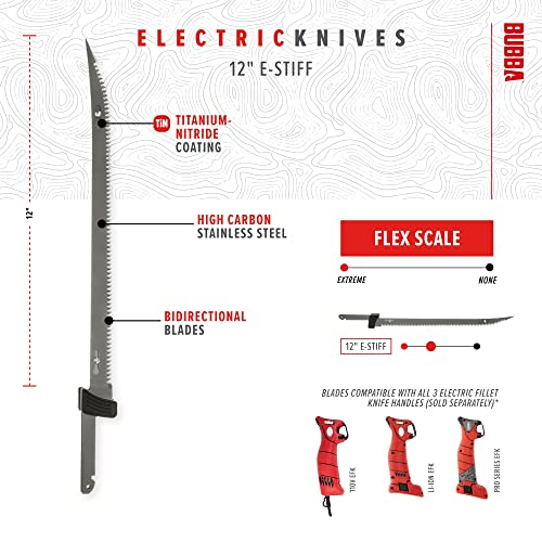 Bubba 12 Inch E-Stiff Electric Fillet Blade With Ti-Nitride Coated Hollow Stainless Steel Non-Stick Reciprocating Construction For Fishing And Outdoors #TOP2