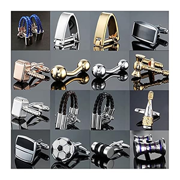 Skjorta manschettknappar manschettknapp guld silverfärgade män dubbla lädermanschettknappar Casual (metallfärg: imitation Rhodium Pläterad) (A Silver)