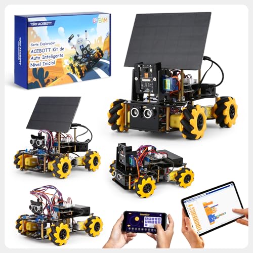 4 en 1 ESP32 Smart Camera Solar Robot Coche 4WD Kit de Robótica Control Remoto para Niños de 8 a 12 a 12 a 16+ años STEM Kit de codificación científica para Arduino/Scratch/Phython