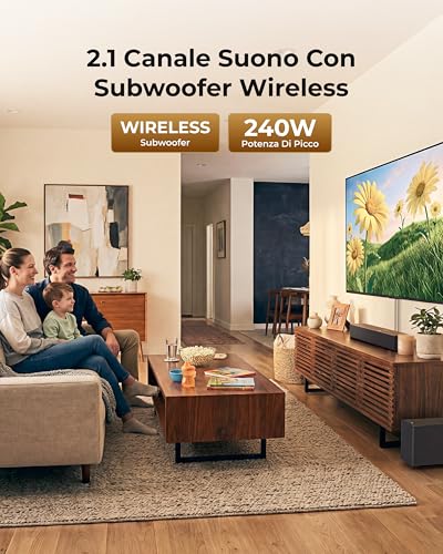 Ultimea 2.1Ch Soundbar Con Subwoofer Wireless, Voicemx E Bassmx, App Controllo, 240W Potenza Di Picco Soundbar Per Smart Tv, Bassi Regolabili, Hdmi, Ottico, Bluetooth 6.0, Poseidon M30 (Modello 2026) - 2