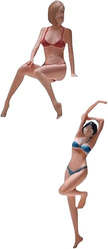 Esquirla 2 figuras 164 pintadas a mano para playa personajes femeninos tren ferrocarril arena mesa de construcción decoración de jardín de hadas