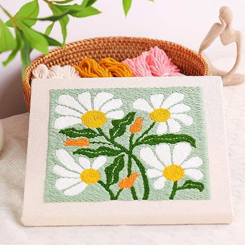 Embroidery Punch Needle kit Frame, Embroidery Starter Kits for Beginner Kids,Punch Needle Fabric with Pattern,Threader, Yarns,Embroidery Hoops & Rug Punch(Green) by Generic - Image 3