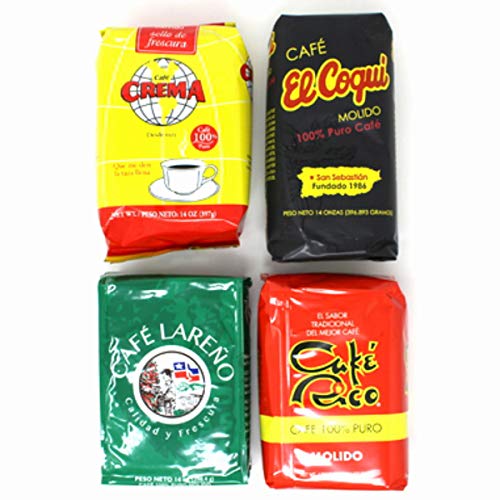 Puerto Rican Ground Coffee Variety Pack - 4 Local Favorites In 14 Ounce Bags (Lareno, Rico, Coqui And Crema) #TOP2