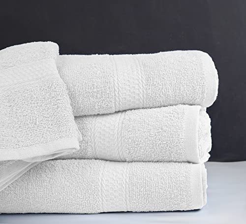 Brooklyn Linens White Bath Towel 24X48 Cotton Terry Towels Pack Of 6 Quick Dry Gym Salon Spa Hotel Bathroom Towel Lightweight Hand Towel Set Absorbent Face Towel #TOP1