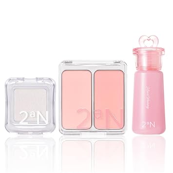 2aN| Pure Glash Highlighter WH01 Frosty, Dual Color Face Blusher 02 Love, Rosy, Heart Wearing Liquid Cheek bare glow