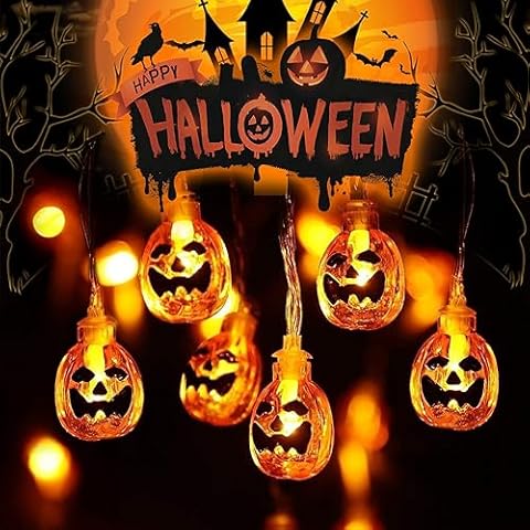ITICdecor Pumpkin Halloween Lights, 10ft 20 LED Pumpkin Lights String, Battery Operated Halloween Orange Lights, Decoration for Halloween Party Lighting,Backyard, Fence, Party, Porch, Tree Cover
