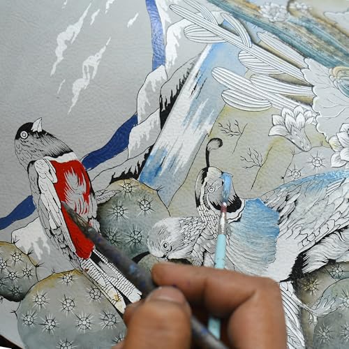 Anuschka Women's Original Leather Hand-Painted Medium Tote-Canyon Birds2