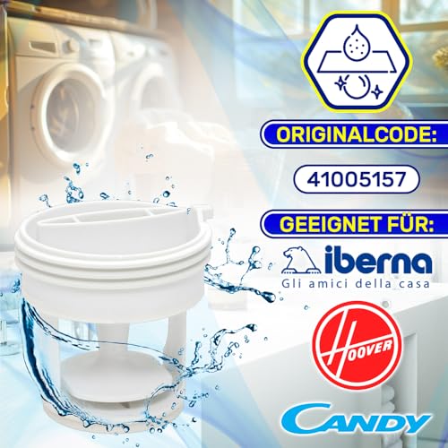 Flusensieb für die Abflusspumpe der Waschmaschine mit Originalcode 41005157 für Waschmaschine für Candy für Hoover für Iberna - Garantie 10 Jahre - MONTERAL