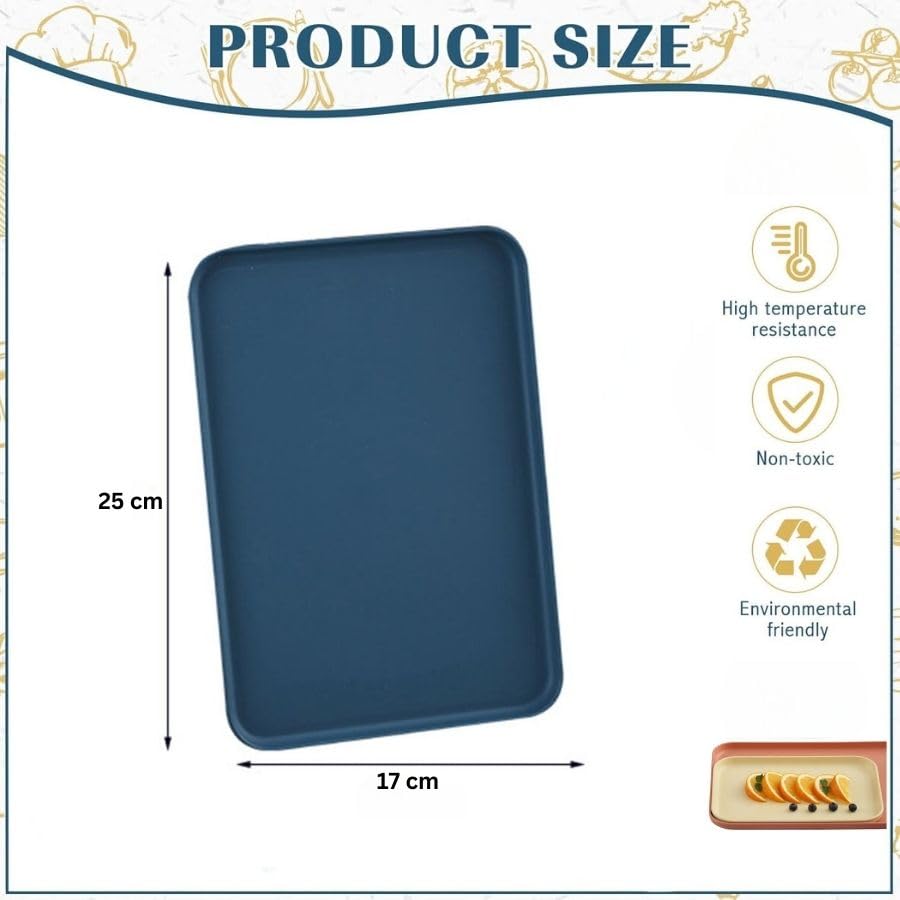 6 Pcs Orange Wheat Straw Cafeteria Tray, Plastic Serving Tray, Holiday Meal Tray, BPA Free Reusable Food Tray for Snacks, Food, Biscuits,9.8 x 6.7 Inches 1