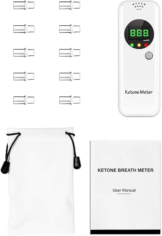 Ketone Breath Breathalyzer, Ketosis Breath Meter, Digital Ketosis Test with 10 Mouthpieces