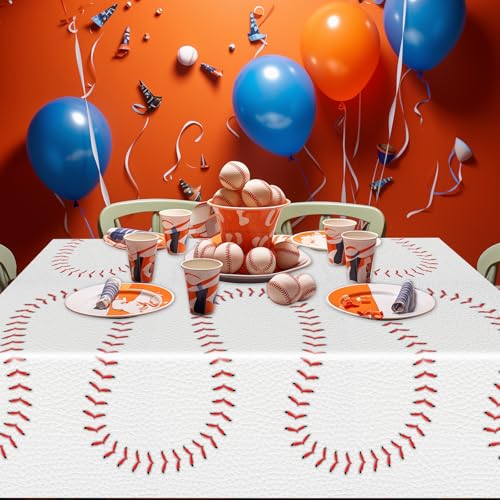 Image of 3pcs Baseball Tablecloths Baseball Birthday Party Supplies Tablecloth | Disposable Plastic Table Cloths Rectangle Waterproof Table Cover for Baseball Sports Theme Party Decorations