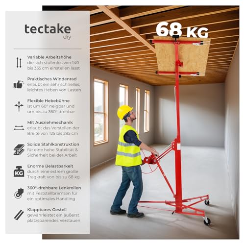 Plattenheber für Trockenbau Tectake XXL – Rigips Werkzeug für Innenausbau