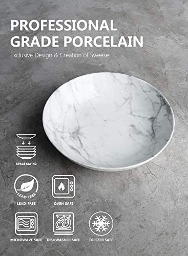 Sweese 113.252 Porcelain Salad Pasta Bowls - 45 Ounce - Set Of 4, Marble Pattern #TOP3