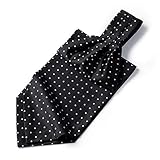 SetSense Men's Polka Dot Jacquard Woven Self Cravat Tie Ascot One Size Black / Silver