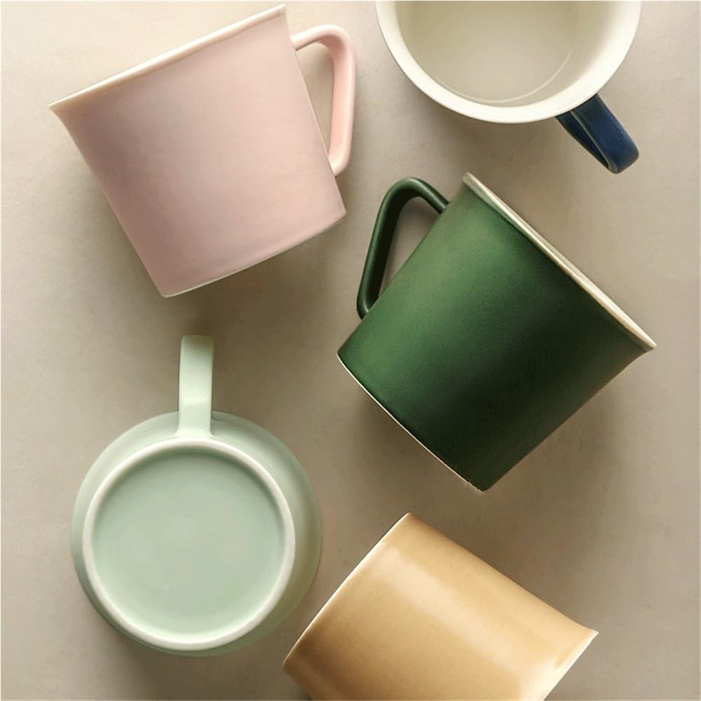 Taza de café Taza de cerámica, 1 pieza tazas café 350 ml for el hogar, la oficina, té con leche, latte y capuchino Tazas de chocolate(Pink)