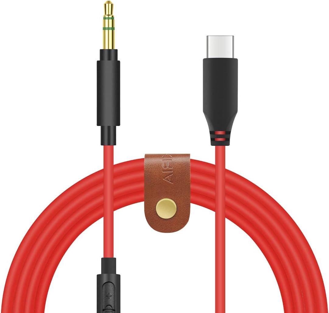 Geekria QuickFit USB-C Digital Audio Cable Compatible with Skullcandy HESH3, HESH2, HESH, Crusher ANC, Grind Headphones, Type-C Replacement Stereo Cord with Mic and Volume Control (Red 5.6FT)