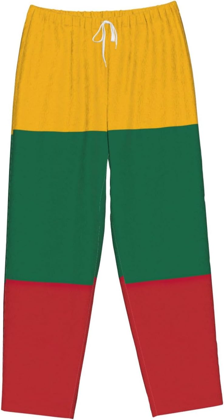 Flag of Lithuania Printed Comfy Lounge Trousers for Women, Loose Sleepwear Pants, with Drawstring House Wear