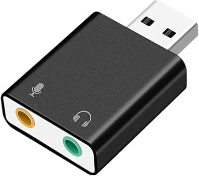 USB Input to 3.5mm TRS Headphone Mic 3.5mm TRS Microphone to USB 2.0 Stereo External Sound Card Adapter Convert USB Adapter with Microphone, black