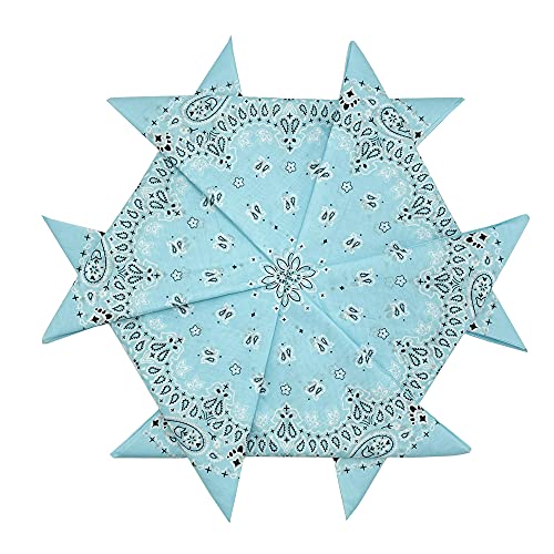 HankieWorld Bandanas 6&12 Pack Cotton 22inch Unisex Cowboy Kerchiefs(Light Blue-6 pack)