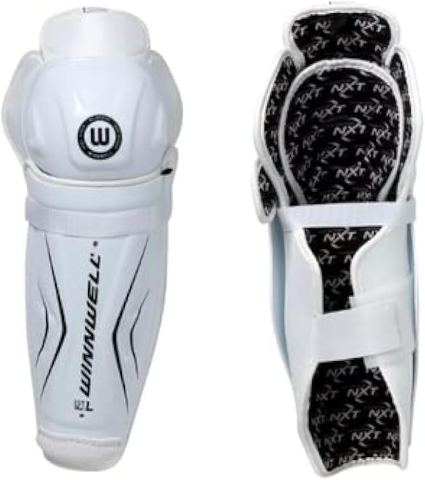 Winnwell Classic Hockey Shin Guards - Lightweight, Ergonomic Gear with Adjustable Straps for Ice & Roller Hockey Players