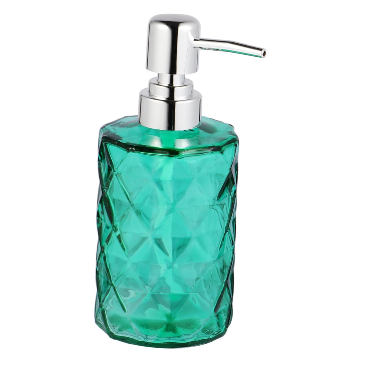 TOPBATHY Set 2 Bottiglie Vuote in Vetro 330ml Con Pompa Argento Bottiglia Sub Per Shampoo e Lozione Bottiglia Pressata Con Motivo a Diamante Per Uso Bagno e Cosmetici