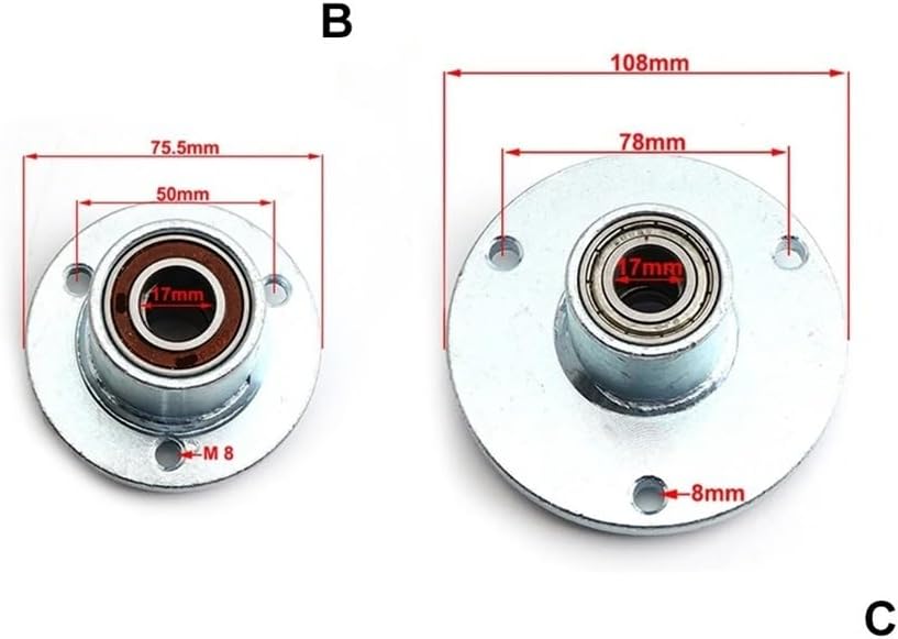 15mm/17mm 3 Stud Front Wheel Knuckle Spindle 5"/6" Wheel Hub Fit for DIY 110cc 168 200F Go Kart Buggy ATV UTV Quad Bike Parts(C-1 pc Hub 17mm)