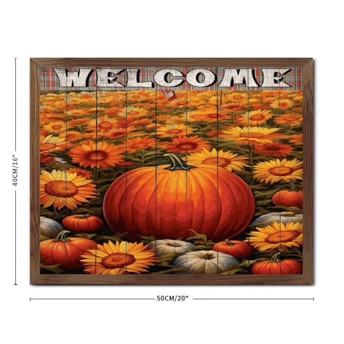 Cadre en bois de décoration moderne avec citrouille d'automne - 3