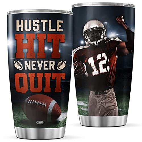CUBICER Football Insulated Mug Cup Soccer Players Coffee Tumblers Sport Match Tumbler Gifts For Men Adults Son Husband Christian On Birthday Stainless Steel 20 Oz Home Travel Mugs by CUBICER - Used condition - US$12.53