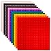 Classic Baseplates | 100% Compatible with All Major Building Brick Brands | Stackable Bases | 12 Tight Fit Base Plates in Rainbow Colors 6" x 6"