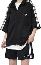 [D.IIZOO] Spring Summer Short Sleeve 2-Piece Set Jersey Women's Short Pants Top and Bottom Set Three-Quarter Sleeve Sweatshirt Loose Fit Sweatshirt Casual Sports Loungewear Loose Fit Large Size