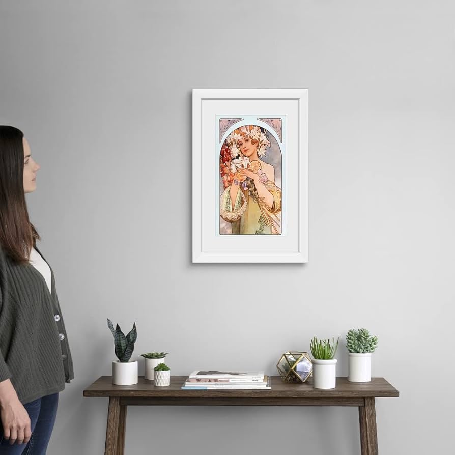 Amazon.com: GREATBIGCANVAS by Alphonse Mucha: 'The Flower' White