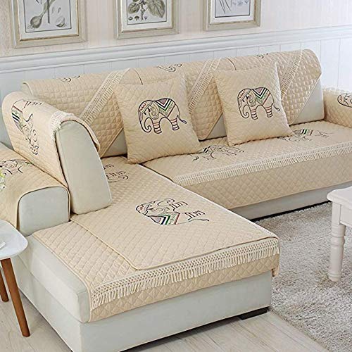 Protégez votre canapé avec cette serviette en coton brodé 90x210cm