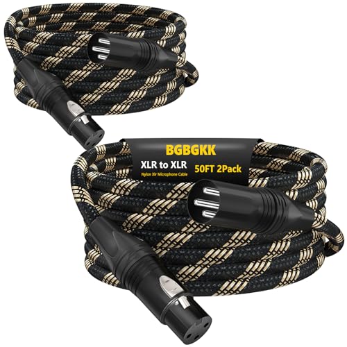 Câble XLR microphone 15,2m tressé noir cordon de haut-parleur mixeur 3 broches