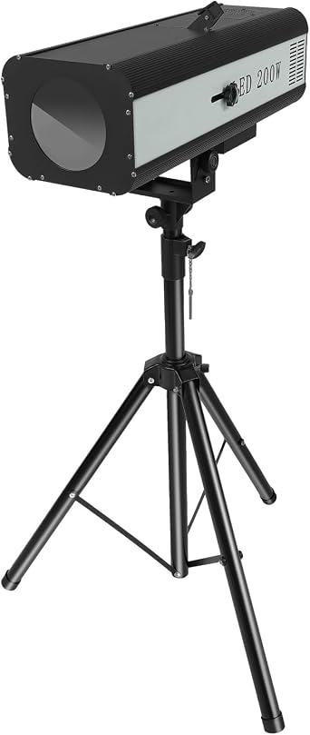 200W Stage Follow Spot Light, 6-Color Manual Spotlight with Stand
