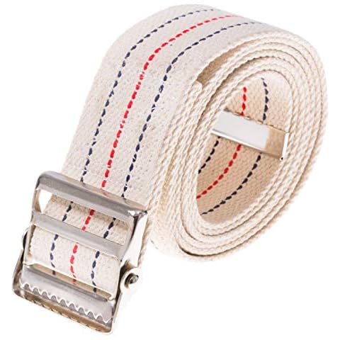 COW&COW Transfer and Gait Belt with Metal Buckle - Transfer Walking and Standing Assist Aid for Caregiver Nurse Therapist 2 inches (Beige with Stripes, 60") Cover