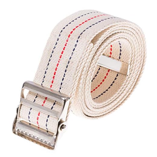 COW&COW Transfer and Gait Belt with Metal Buckle - Transfer Walking and Standing Assist Aid for Caregiver Nurse Therapist 2 inches (Beige with Stripes, 60")