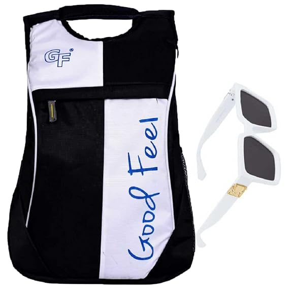 Laptop Backpack Boys and Girls Tuff College School Casual Backpack Bags (Black, White) & 100 % free Badshah sunglasses