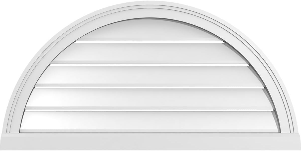 GVSHR36X1803SF Half Round Brickmould Sill Frame, Primed Tan Signature Series Surface Mount Gable Vents, 36-in. W x 18-in. H, Unfinished