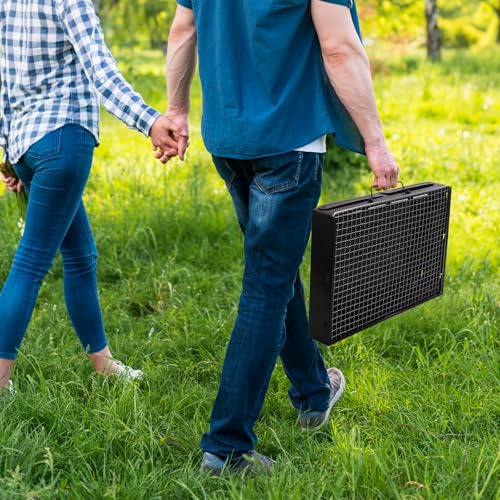 Portable Charcoal Grill for Camping Small Tabletop BBQ Grill for Picnic Trip Foldable Lightweight Barbeque Grill Set Including Tongs Gloves Scrubber (17''x12'') by MEADAY - Used condition - Image 3