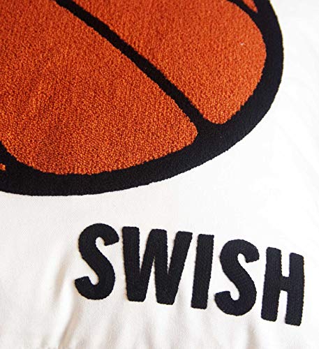Decopow Embroidered Basketball With Swish Throw Pillow Cover,Square 18 Inches Decorative Canvas Pillow Cover With Swish Pattern,Cover Only (Swish) #TOP1