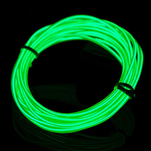 Lychee El Wire Neon Glowing Strobing Electroluminescent Light El Wire W/ Battery Pack For Parties, Halloween Decoration (Jade Green, 9Ft) #TOP1