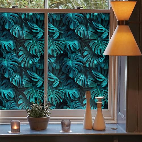 Vinilo Decorativo Ventana Monstera Verde 15.7x118 pulgadas miniatura 3