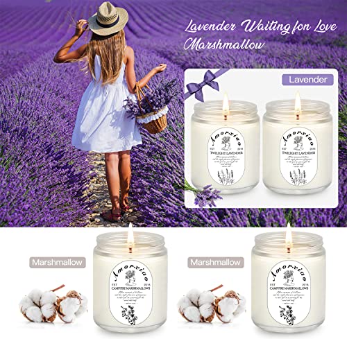 4 Pack Candles For Home Scented, Lavender Candles, 4X6.3 Oz 4X50 Hour Long Lasting Aromatherapy Jar Candles Natural Soy Wax Relaxing Candle, Candles Gifts For Women (Lavender *2 & Campfire Cotton ) #TOP1