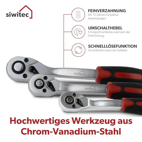 Steckschlüsselsatz 3/8 Zoll siwitec 171-teilig für Heimwerker