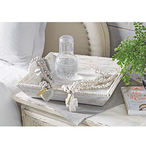 White Washed Beaded Tray by Mud Pie - Image 4