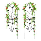 XYADX Garden Trellis 64'x17' Rustproof Sturdy Black Iron Trellis Plants Support Metal Trellis for...