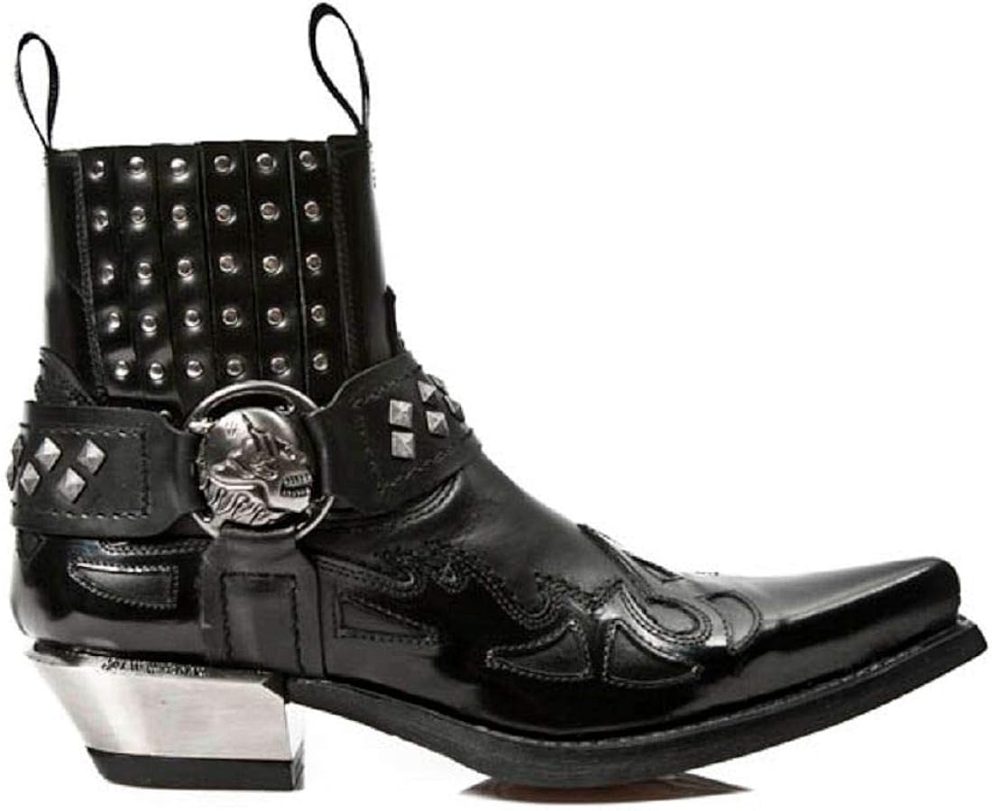 靴 unknown Black Leather boots 27~28 Mode Amazon.com | New Rock NewRock M.7950-S1 Black Ankle Boots Western
