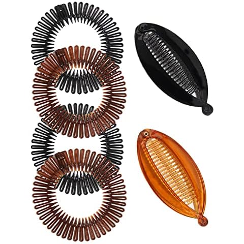 6Pieces bundle of hair clips Stretch Comb headbands Banana Hair Clips Full Circular Stretch Teeth Flexible Hair Comb Headband Hairband Holder for Women Girls (MixColor) Cover